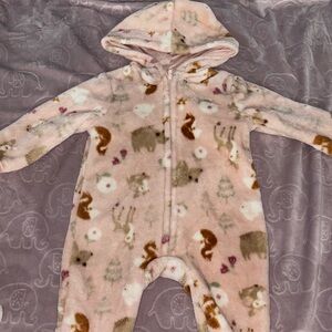 Adorable Pink Animal Print Kids Footie